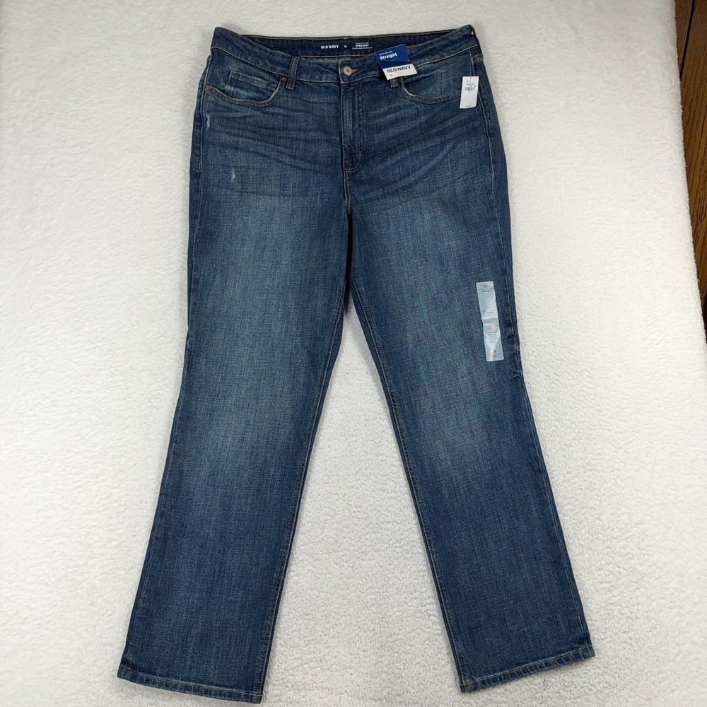 Old Navy Extra High-Rise Straight Secret-Smooth Pockets Jeans Women 16 36x29 NWT